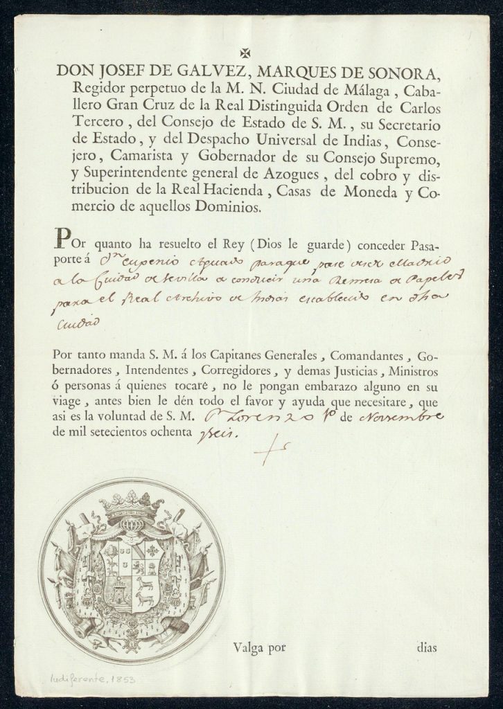 ARCHIVO INDIAS GÁLVEZ agi-ind-1853-0001