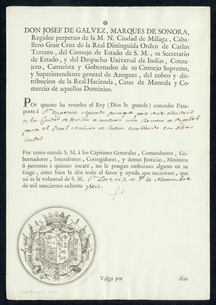 ARCHIVO INDIAS GÁLVEZ agi-ind-1853-0001
