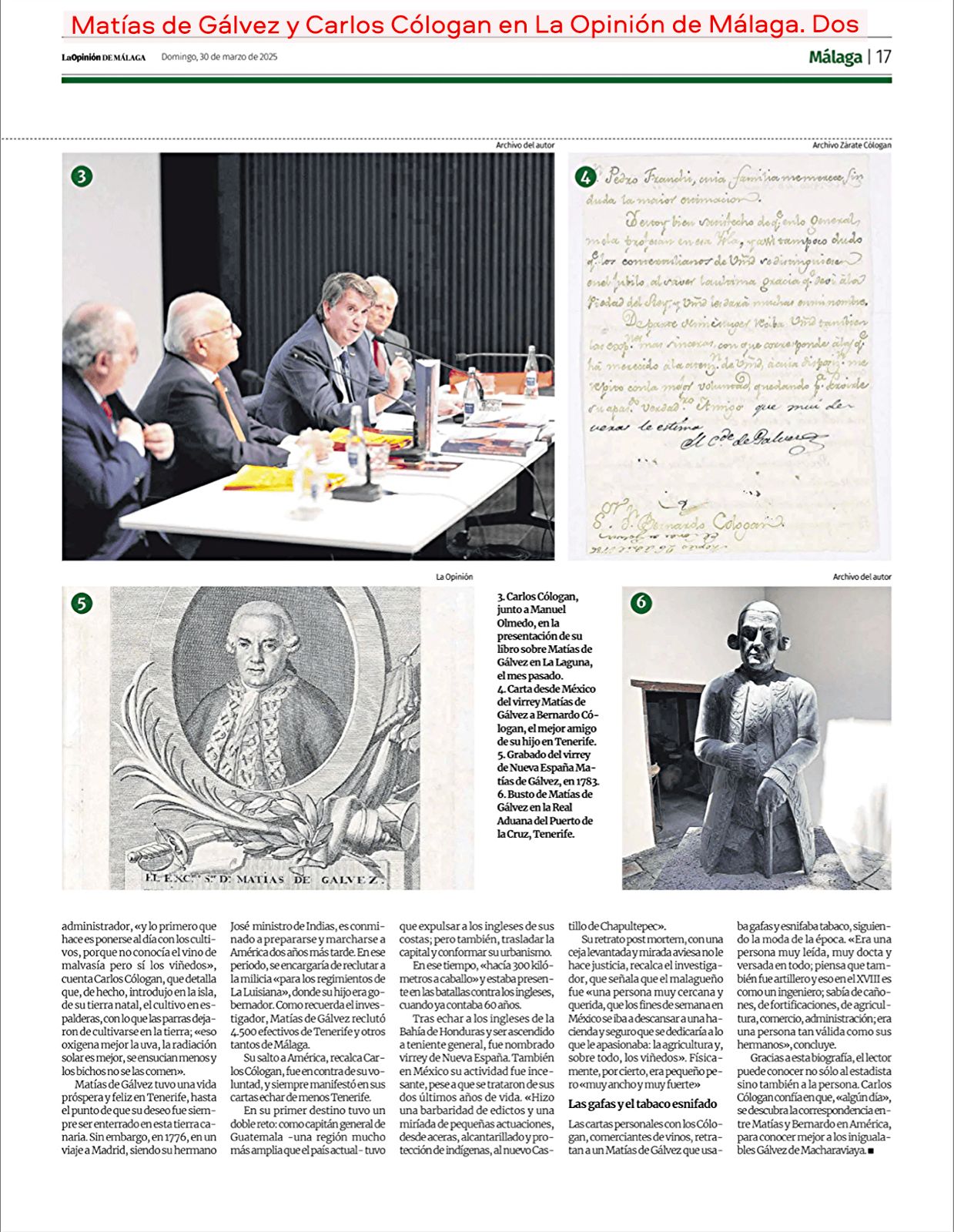 Matías de Gálvez y Cólogan en la Opinión de Málaga 2